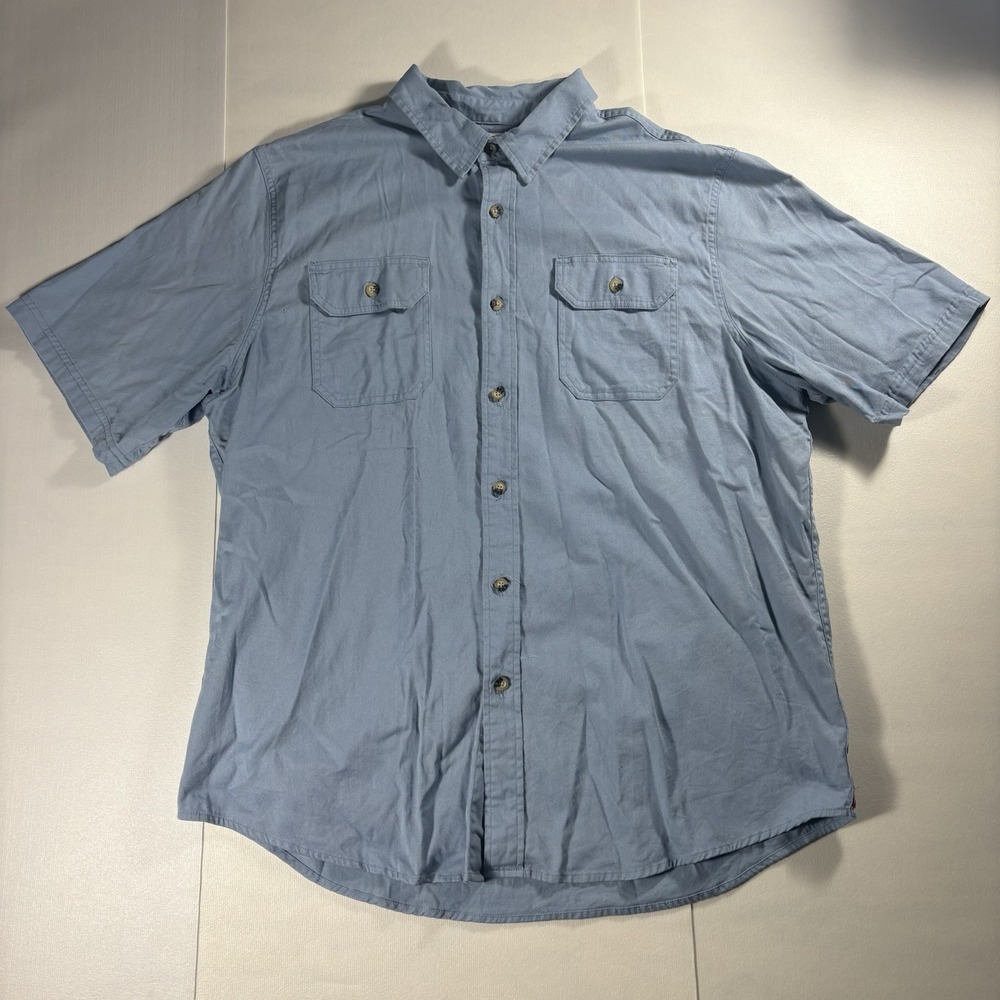 Wrangler Workwear Shirt Mens XL Blue Utility Button Up Oversized Short Sleeve